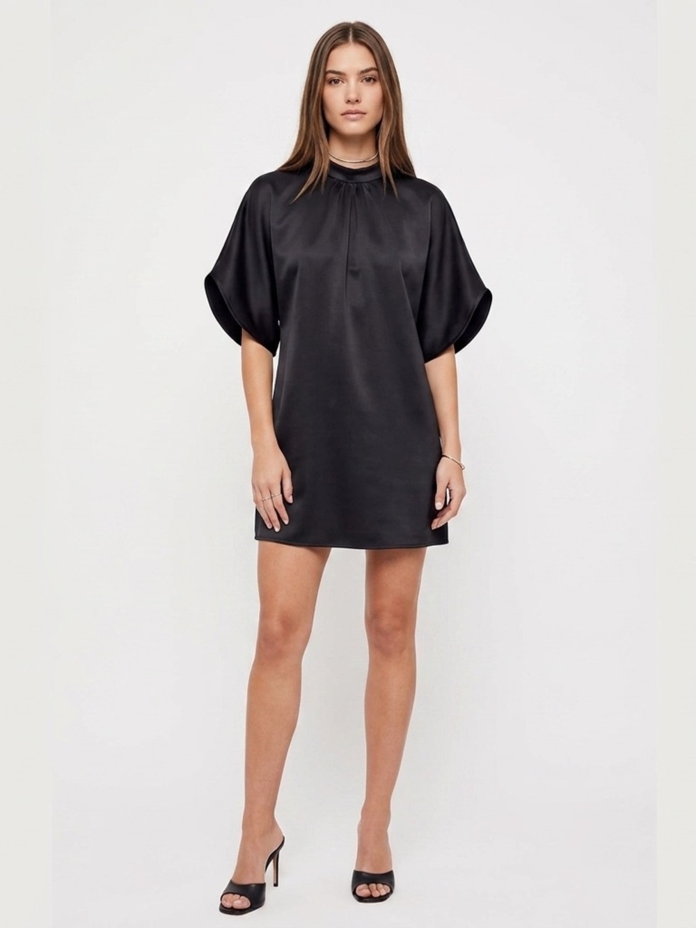 Minimalist Chic Mini Dress with Dolman Sleeves Wedding Guest Date Night Party